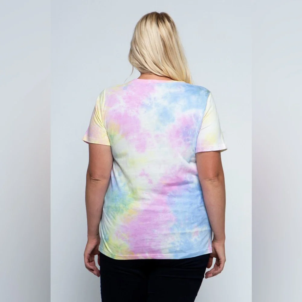 Polagram PLUS Be Happy Multicolor Tie-dye T-Shirt - Picture 3 of 4
